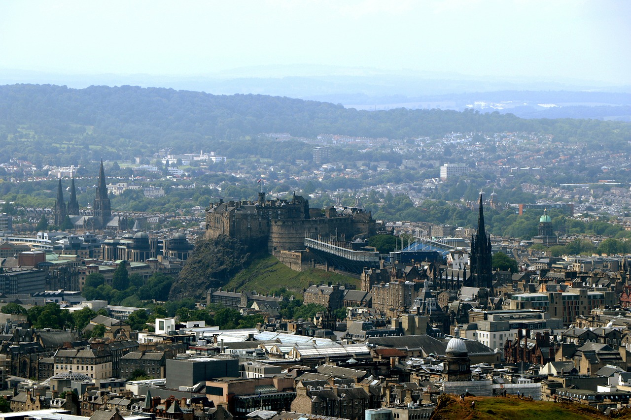 Edinburgh castle seen from the sky.